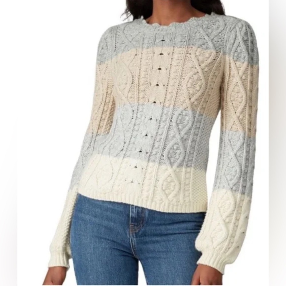 La Vie Rebecca Taylor Cable Striped Pullover sweater size XL